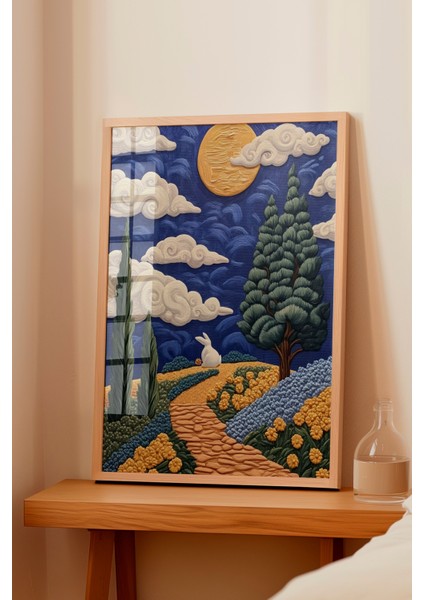 Ahşap Çerçeveli Tablo, Gün Batımında Kır Evleri ve Tarlalar, Salon Dekoru Poster No: 110829 fiyatları