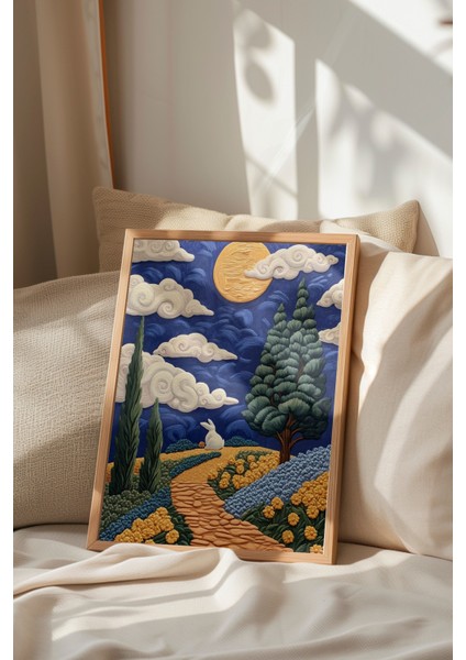 Ahşap Çerçeveli Tablo, Gün Batımında Kır Evleri ve Tarlalar, Salon Dekoru Poster No: 110829 indirimleri