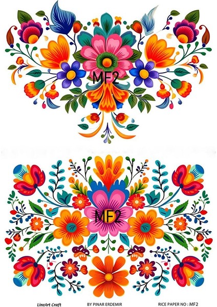 Macar Serisi Mf2 Folklorik, Renkli Desen 30*42 cm Pirinç Dekopaj