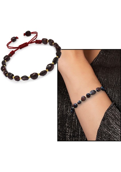 Makrome Örgülü Naturel Kesim Lal Doğaltaş Kadın Bileklik fiyatları