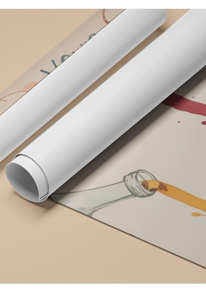 Çerçevesiz Poster, Fill Your Cup – Tipografik Şarap ve Kadeh, Mutfak Dekoru Poster No: 109838 fırsatları