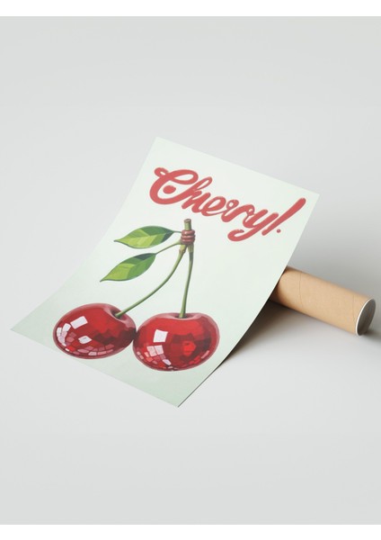 Çerçevesiz Poster, Cheryl – Nostaljik Kiraz Tipografisi, Mutfak Dekoru Poster No: 109992 modelleri