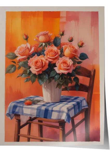 Çerçevesiz Poster, Pastel Vazo ve Çiçekler – Natürmort, Mutfak Dekoru Poster No: 109802