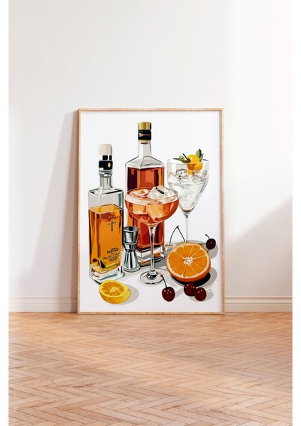 Ahşap Çerçeveli Tablo, Alkollü Içecekler ve Kokteyl Malzemeleri, Mutfak Dekoru Poster No: 110206 modelleri