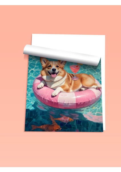 Çerçevesiz Poster, Pembe Simitli Yüzen Köpek, Genç Odası Dekoru Poster No: 110033 fiyatları