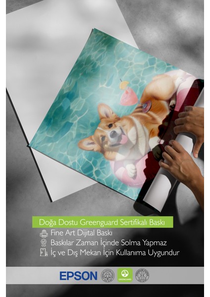 Çerçevesiz Poster, Pembe Simitli Yüzen Köpek, Genç Odası Dekoru Poster No: 110033