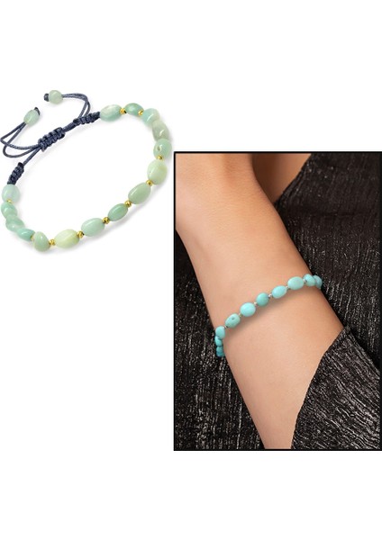 Makrome Örgülü Naturel Kesim Amazonit Doğaltaş Kadın Bileklik fiyatları