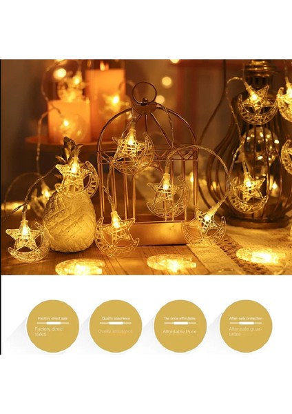 Ramazan Ayına Özel Karışık Figürlü Metal LED Işıklar Süsleme Işığı Gün Işığı