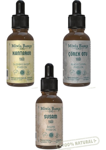Susam Yağı, Kantaron Yağı, Çörekotu Yağı (3'lü Set) 30ML x 3 Adet
