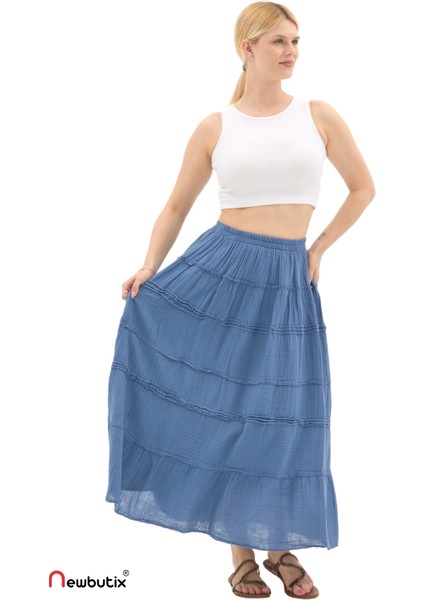 Indigo Müslin Uzun Yazlık Etek fiyatları