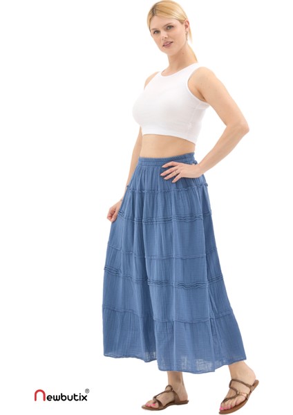 Indigo Müslin Uzun Yazlık Etek modelleri