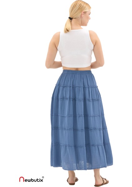 Indigo Müslin Uzun Yazlık Etek indirimleri