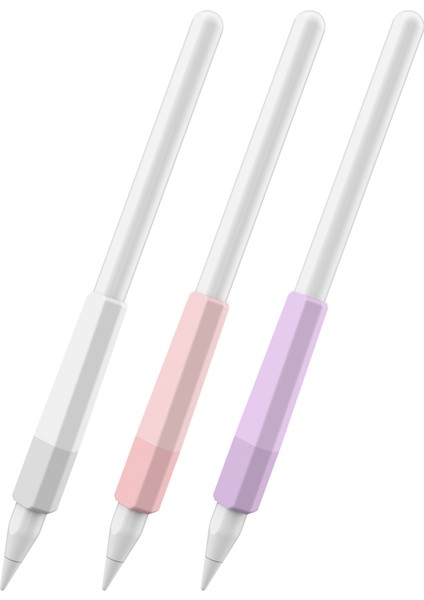 Ahastyle PT185 3 Adet Apple Kalem Için 2nd Nesil Kol Stylus Kalem Kavrama Silikon Kılıf Degrade Renk-Beyaz/mor Pembe (Yurt Dışından)