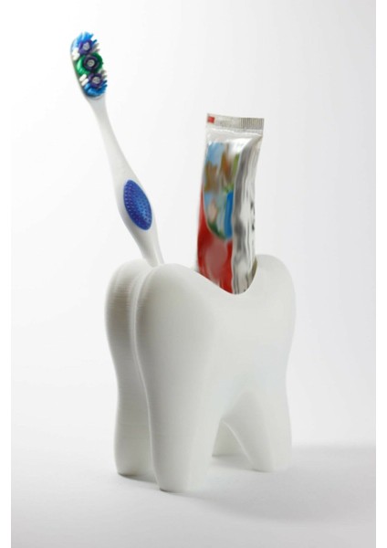 Beyaz Diş Şeklinde Diş Fırçası ve Diş Macunu Kutusu