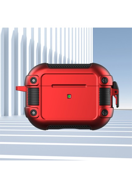 Apple Airpods Için Pro Kilit Toka Kulaklık Kutusu Pc + Tpu Kulakiçi Şarj Kutusu Koruyucu Kapak Karabina Ile-Kırmızı (Yurt Dışından) fiyatları