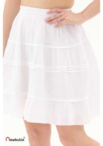 Beyaz Müslin Kısa Yazlık Etek indirimleri