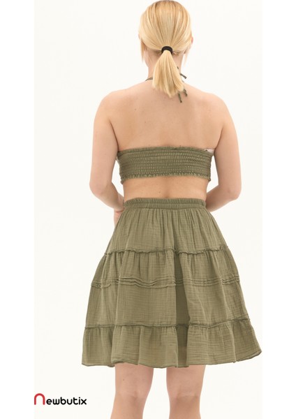 Haki Müslin Kısa Yazlık Etek indirimleri