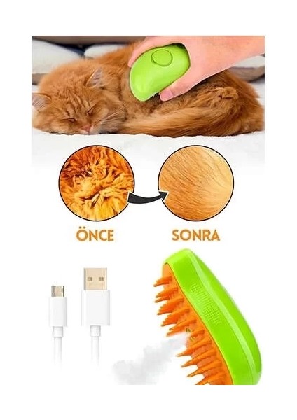 Buharlı Kedi ve Köpek Tarağı - Işıklı ve USB Şarjlı modelleri