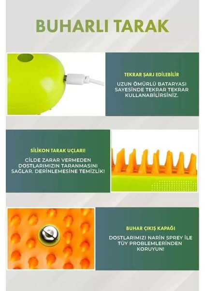 Buharlı Kedi ve Köpek Tarağı - Işıklı ve USB Şarjlı indirimleri