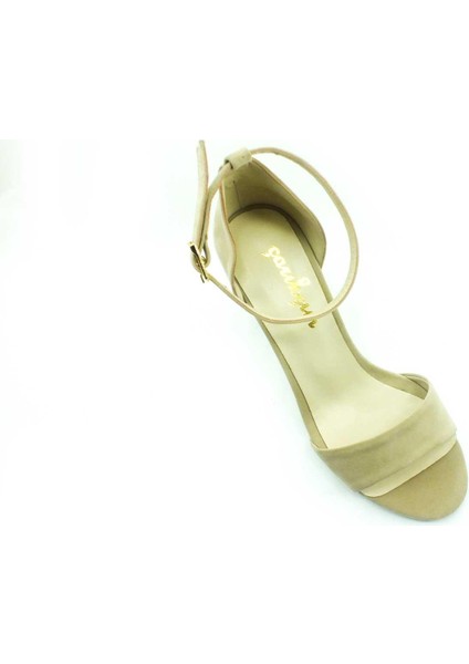 Tek Bantlı Topuklu Kadın Ayakkabı Ten-Süet 61 08 modelleri