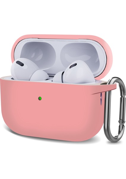 Airpods Pro Için (Gen 2)(Usb-C)/airpods Pro 2 Bluetooth Kulaklık Silikon Kılıf Tek Parça Kalınlaştırılmış Kulaklık Kulaklık Koruyucu Kapak ile Anti-Kayıp Toka-Pembe (Yurt Dışından)