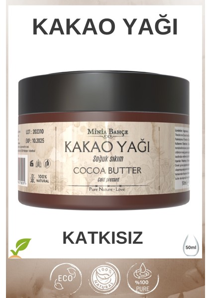 Soğuk Sıkım Kakao Yağı %100 Doğal & Saf 50 ml