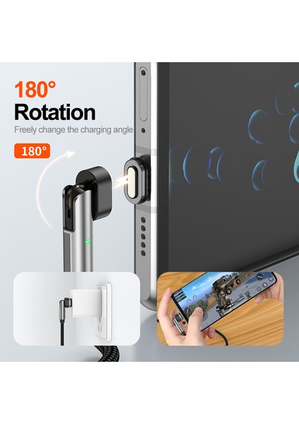 1 M Usb-C-Tip C/ip 2'si 1 Arada Pd 100W/27W 180 Derece Dönüşlü Manyetik Şarj Kablosu (Yurt Dışından) fiyatları