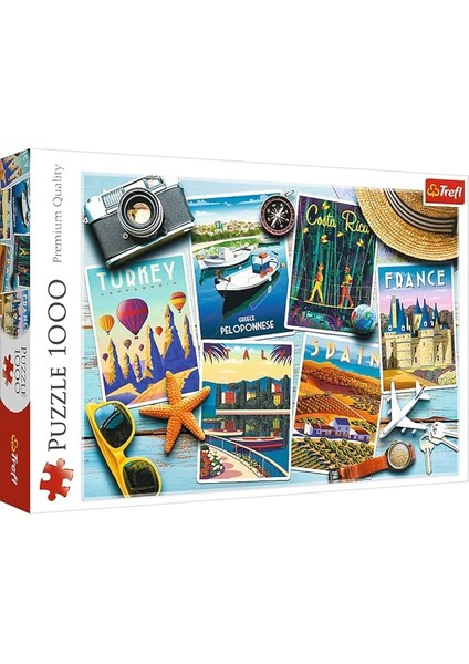 10714 Yapboz 1000 Element Kolaj Seyahat Modern Yaratıcı Türkiye Yunanistan Ispanya Italya Fra