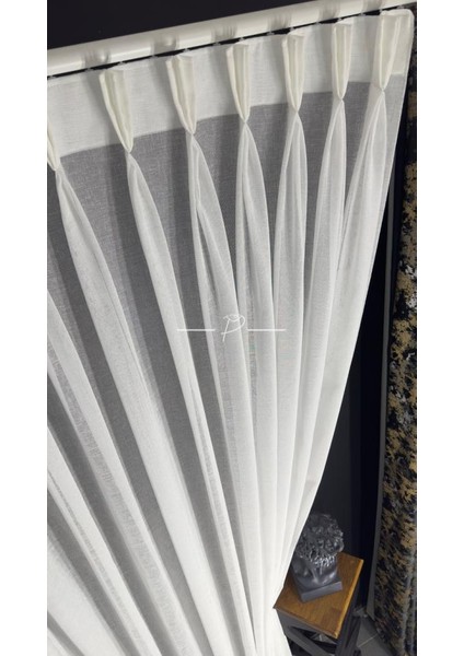 Amerikan Pile Keten Tül Perde Ekru Renk modelleri