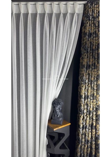 Amerikan Pile Keten Tül Perde Ekru Renk indirimleri