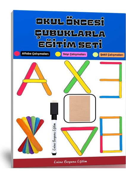 Okul Öncesi Çubuklarla Eğitim Seti (Alfabe-Sayılar-Şekiller)
