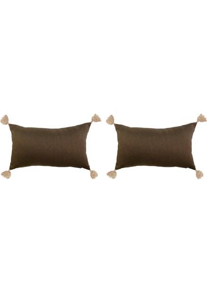 2'li Çift Taraflı Püsküllü Kırlent Kılıfı Haki