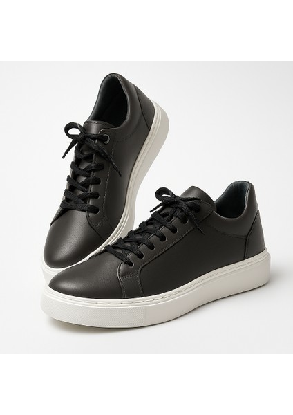 GR0269 Hakiki Deri Antrasit Renk Eva Taban Günlük Erkek Sneaker Ayakkabı modelleri