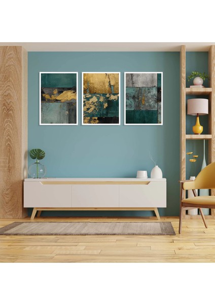3 Parça Çerçeveli Soyut Ahşap Tablo Seti, Ev Dekoru, Çerçeveli Tablo fiyatları