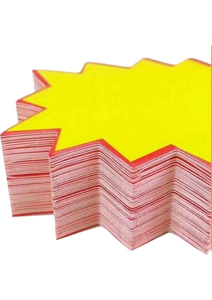 Sarı Yıldız Karton Etiketi 9X12 cm 50 Adet Mağaza Bakkal ve Süpermarket Boş Yıldız Etiketi fiyatları