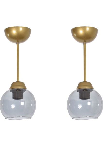 Suna Modern Salon - Mutfak - Hol - Antre Eskitme Renk Füme Camlı Tekli Tavan Avize (2 Adet)