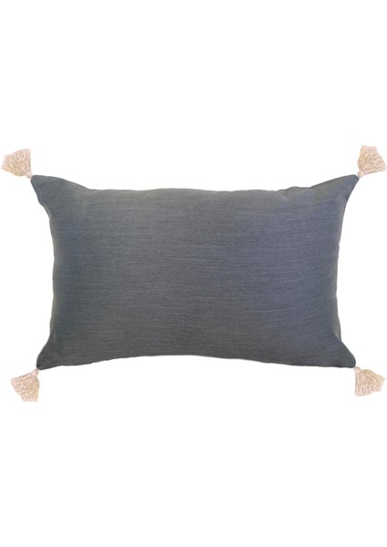 2'li Çift Taraflı Püsküllü Kırlent Kılıfı Petrol Mavi