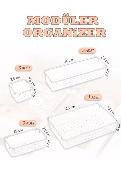 10'lu Modüler Makyaj Malzemeleri ve Takı Organizeri Çekmece Düzenleyici Set fiyatları