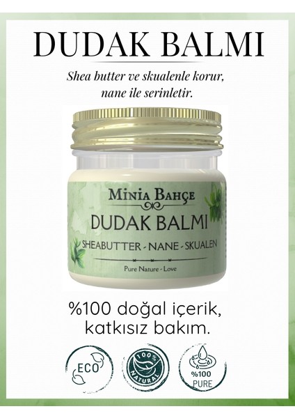 Dudak Koruyucu Balm, Naneli. %100 Saf ve Doğal