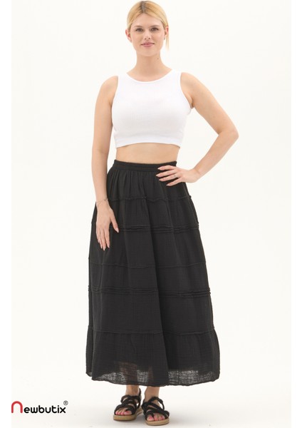 Siyah Müslin Uzun Yazlık Etek fiyatları
