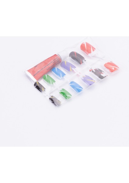 Yapıştırıcılı Takma Tırnak Seti, Renkli Şimşek