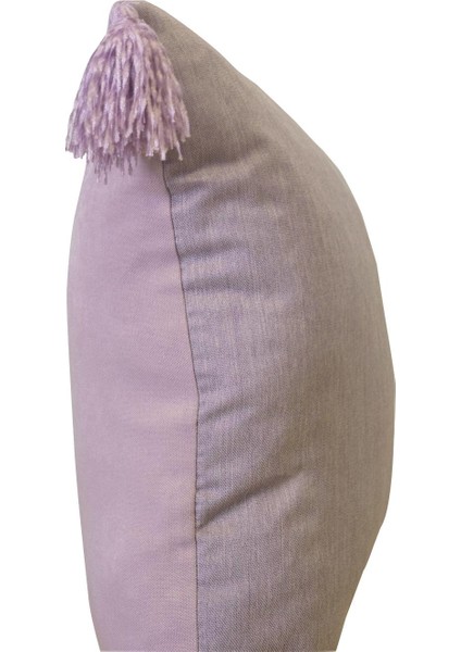 2'li Çift Taraflı Püsküllü Kırlent Kılıfı Lila modelleri