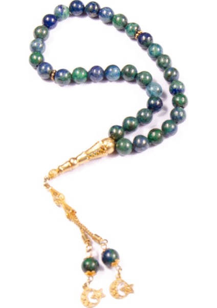 Küre Kesim 8x8 mm Özel Seri Lapis Taşı Gümüş Püsküllü Tesbih