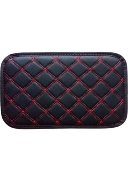 Kol Dayama Örtüsü Kare Siyah Deri Kırmızı Desen