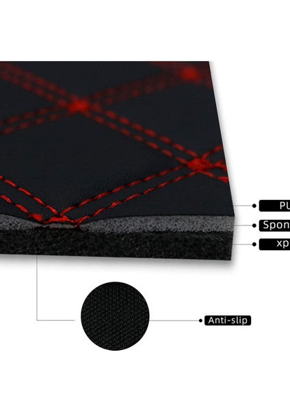 Kol Dayama Örtüsü Kare Siyah Deri Kırmızı Desen indirimleri