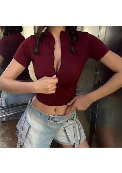 Sandy Kumaş Kısa Kol Crop fiyatları