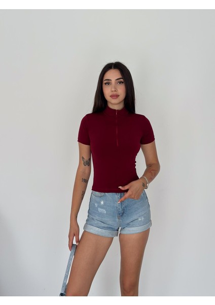 Sandy Kumaş Kısa Kol Crop modelleri