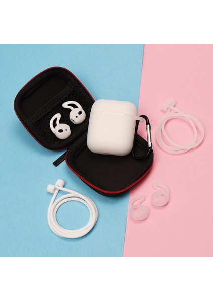 Apple Airpods Için Toz Geçirmez Silikon Kapak Tokası Kulak Tıkacı Seti ve Şarj KUTUSU(2016)-ŞEFFAF (Yurt Dışından)
