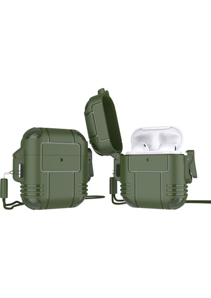 Robot Şekli Tpu Anti-Damla Kulakiçi Kılıf Koruyucu Çizilmeye Dayanıklı Taşınabilir Kulaklık Şarj Kılıfı Airpods Için Kayış ile 1/2-Ordu Yeşil (Yurt Dışından)