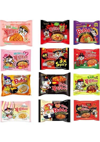 Buldak Ramen 12 Flavor Combo /ramen/hot/hazir Noodle Kore Orijinal Helal 12ADET